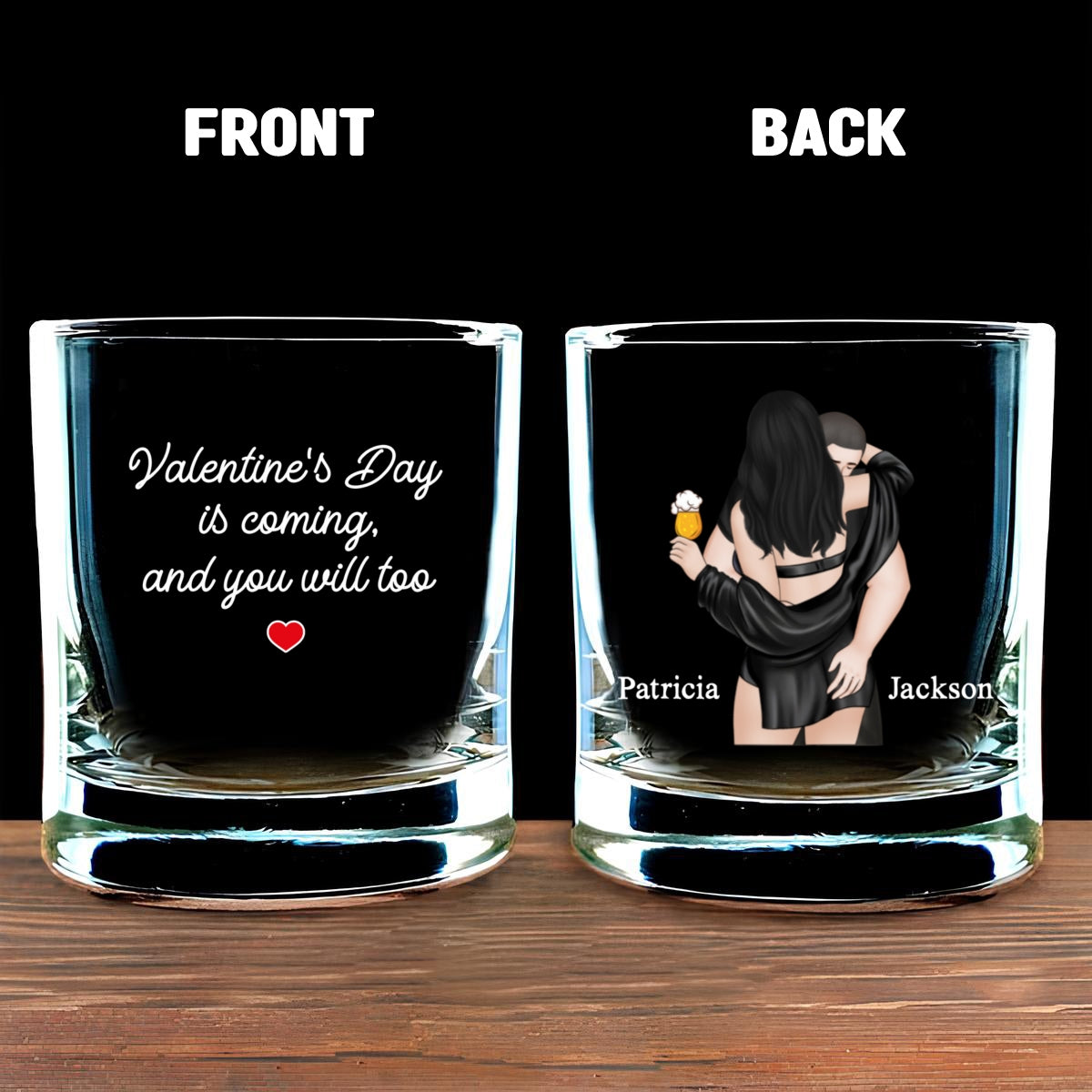 Custom Christmas Anniversary Birthday Drinkware Gifts for Couple • Valentines Day Is Coming - Personalized Whiskey Glass