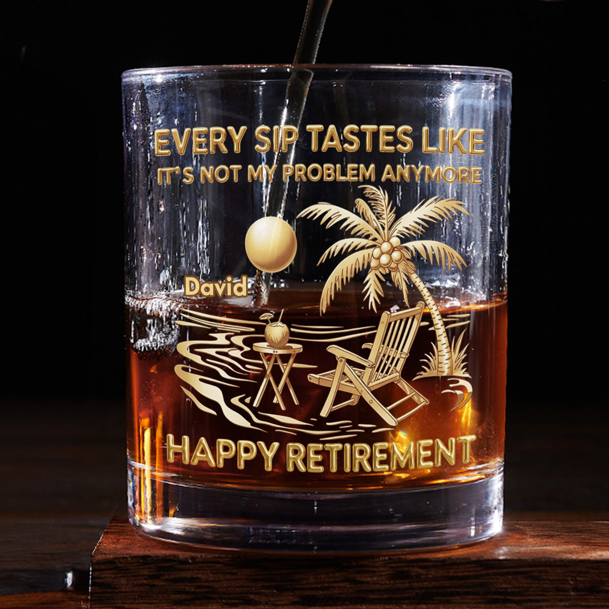 Goodbye Stress Hello Freedom - Personalized Whiskey Glass