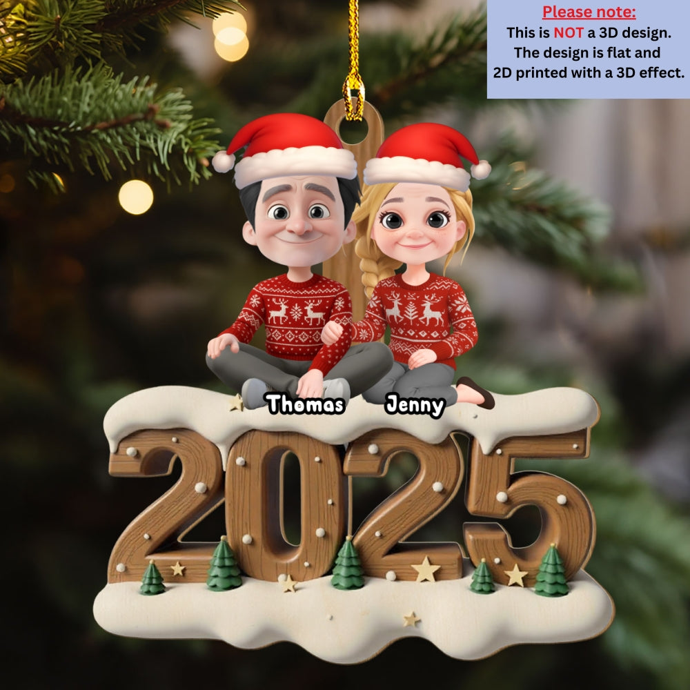 Custom Couple Christmas Ornament, Anniversary Gift •  Us From Now Onwards - Personalized 3D Effect Wood Ornament