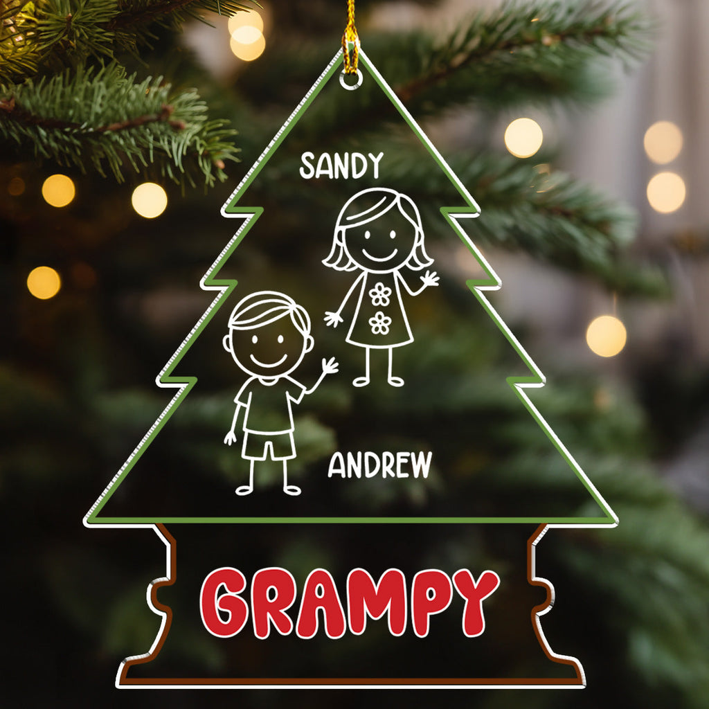 Custom Family Ornament, Christmas Gift for Family Members •  Grandpa Belongs To - Personalized Acrylic Ornament
