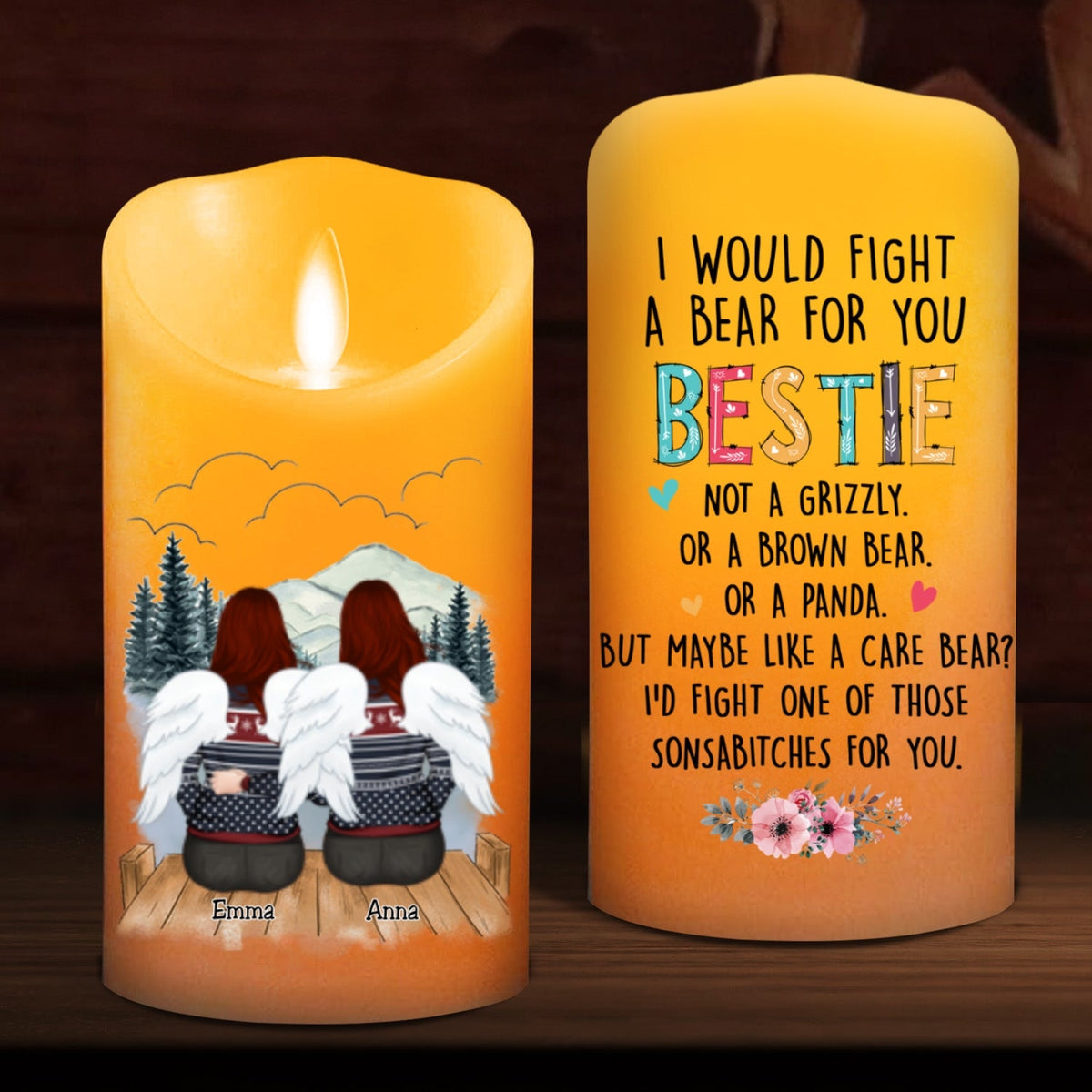 I Would Fight A Bear For You Sister - Personalized LED Candle