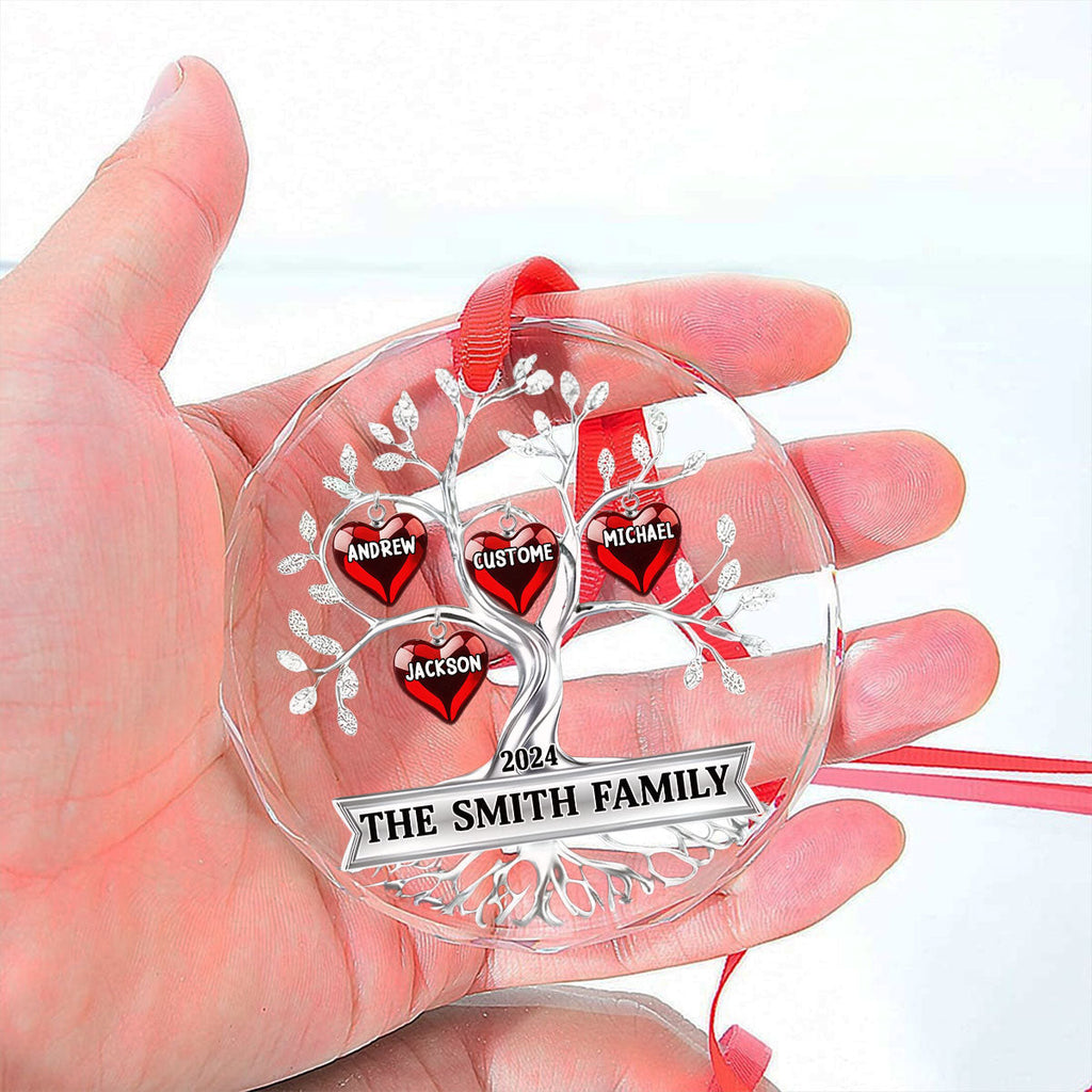 Custom Family Ornament, Christmas Gift for Family Members •  Family Tree - Personalized Glass Ornament