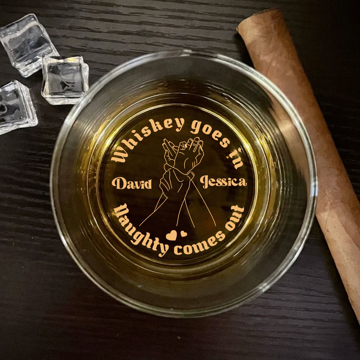 Custom Christmas Anniversary Birthday Drinkware Gifts for Husband • Together We Sip And Sin - Personalized Engraved Whiskey Glass