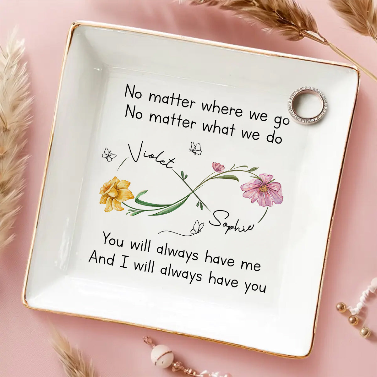 Custom Bestie Trinket Dish, Birthday Christmas Gift For Best Friend • Bestie Always Have You - Personalized Jewelry Dish