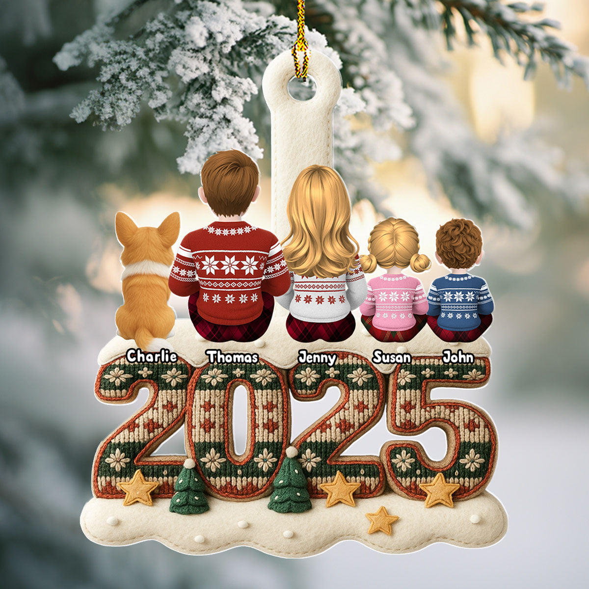 Custom Family Ornament, Christmas Gift for Family Members •  Merry Christmas And Happy New Year - Personalized Acrylic Ornament