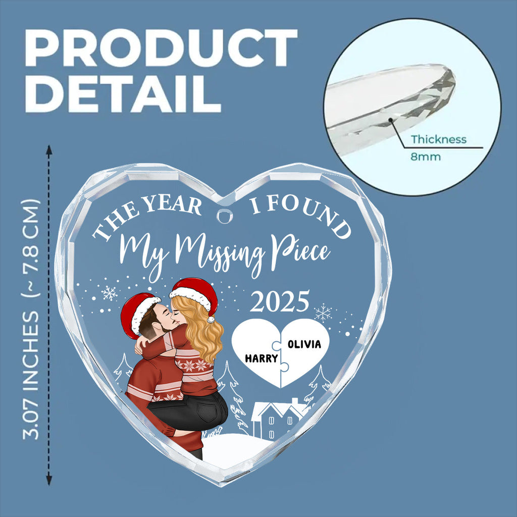 Custom Couple Christmas Ornament, Anniversary Gift •  The Piece I Found - Personalized Glass Ornament