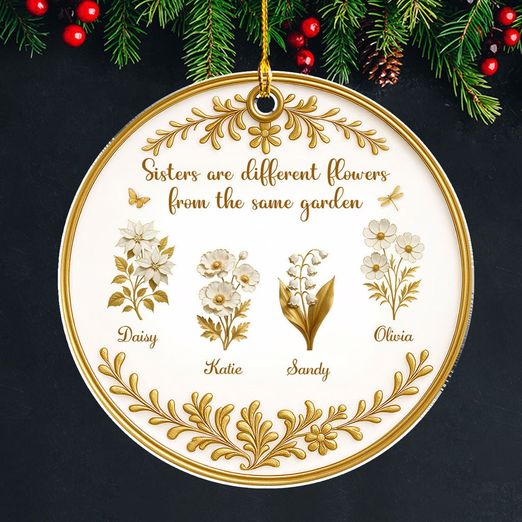 Custom Sister Christmas Ornament •  Lovely Flowers - Personalized Acrylic Ornament