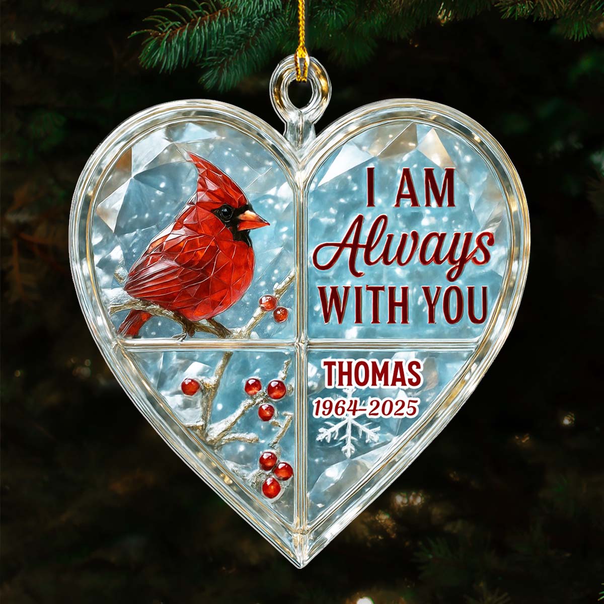 Custom Memorial Christmas Ornament, Sympathy Keepsake •  Gone But Near - Personalized Acrylic Ornament