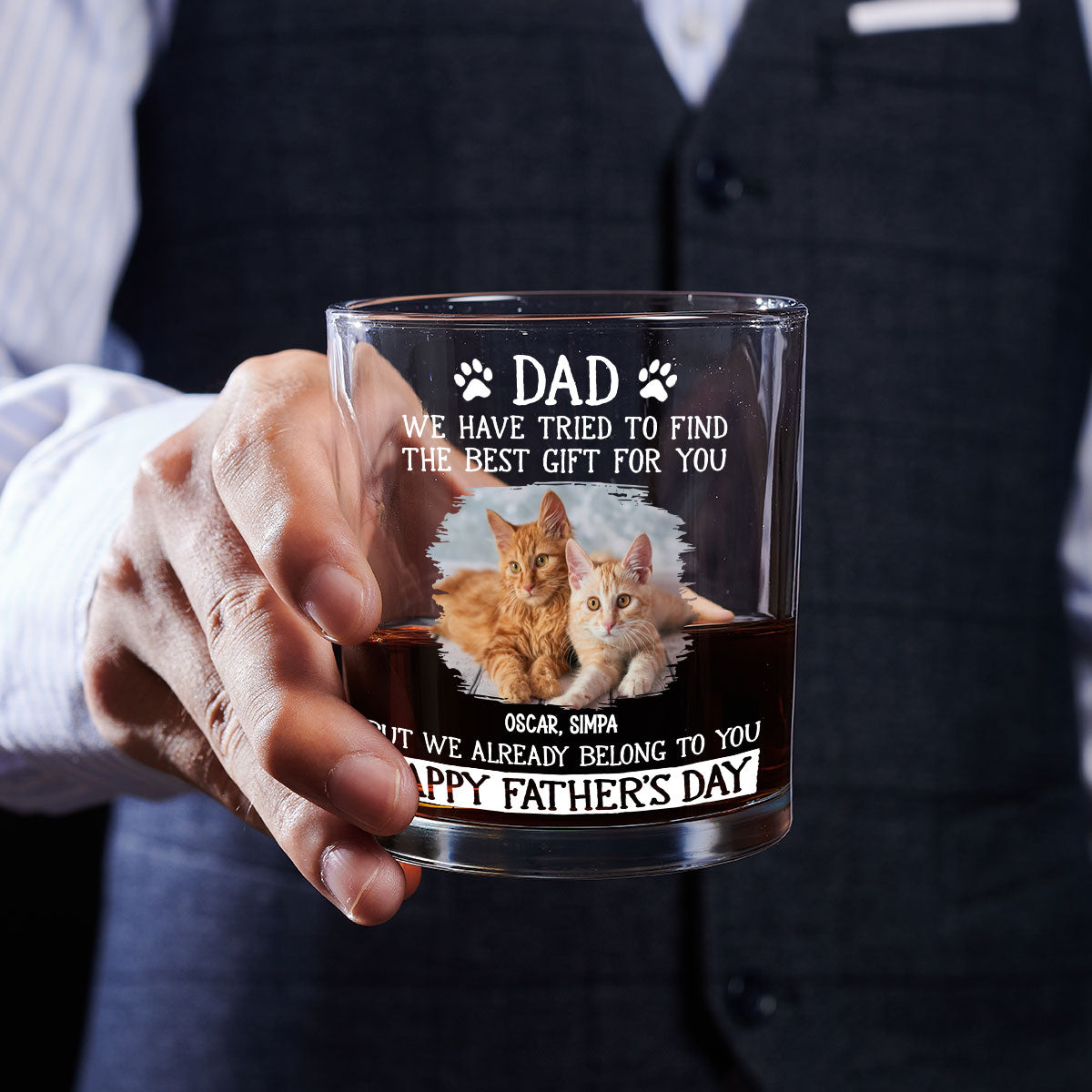 Custom Photo Christmas Birthday Drinkware Gifts for Cat Lovers • Our Gift Is Ourselves Photo - Personalized Whiskey Glass