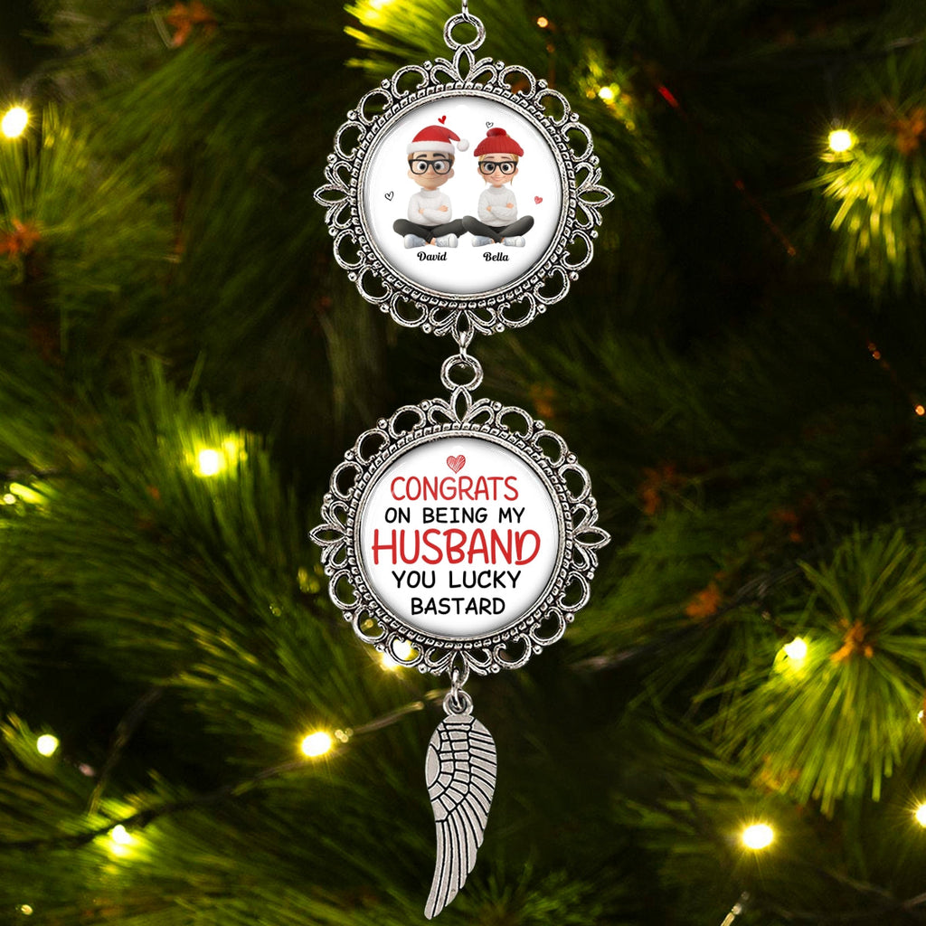 Custom Keepsake Christmas Ornament •  Congrats On Being My Husband - Personalized Charming Ornament