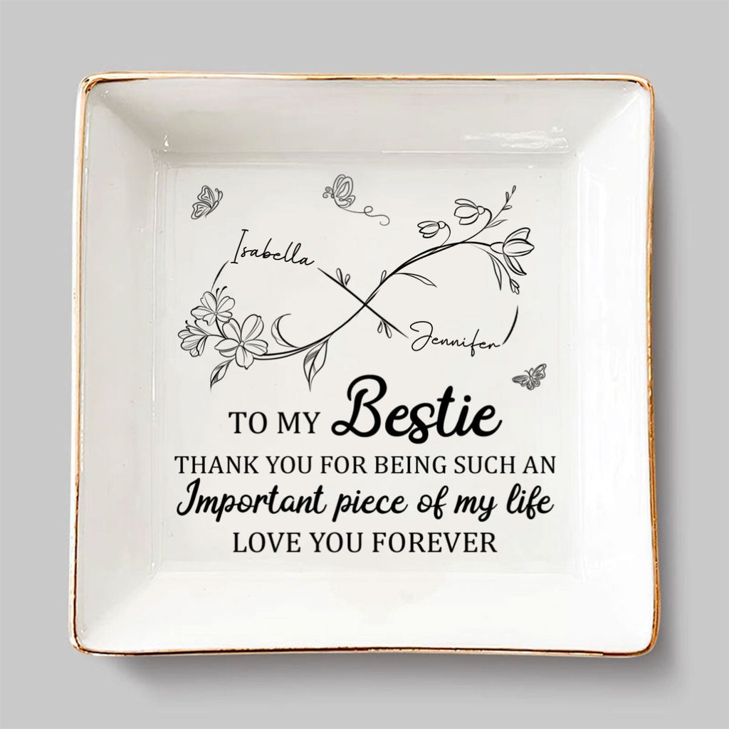 Custom Bestie Trinket Dish, Birthday Christmas Gift For Best Friend • An Important Piece - Personalized Jewelry Dish