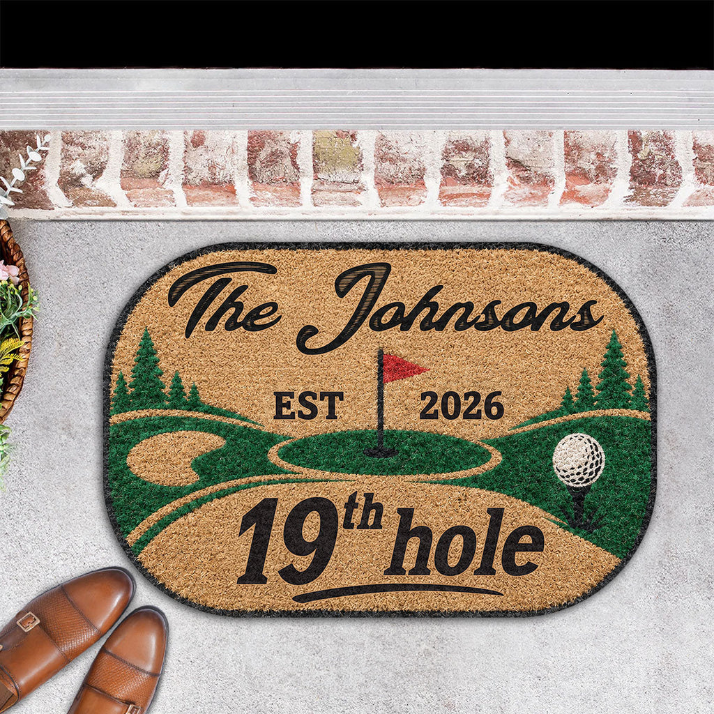 19Th Hole Welcome - Personalized Doormat