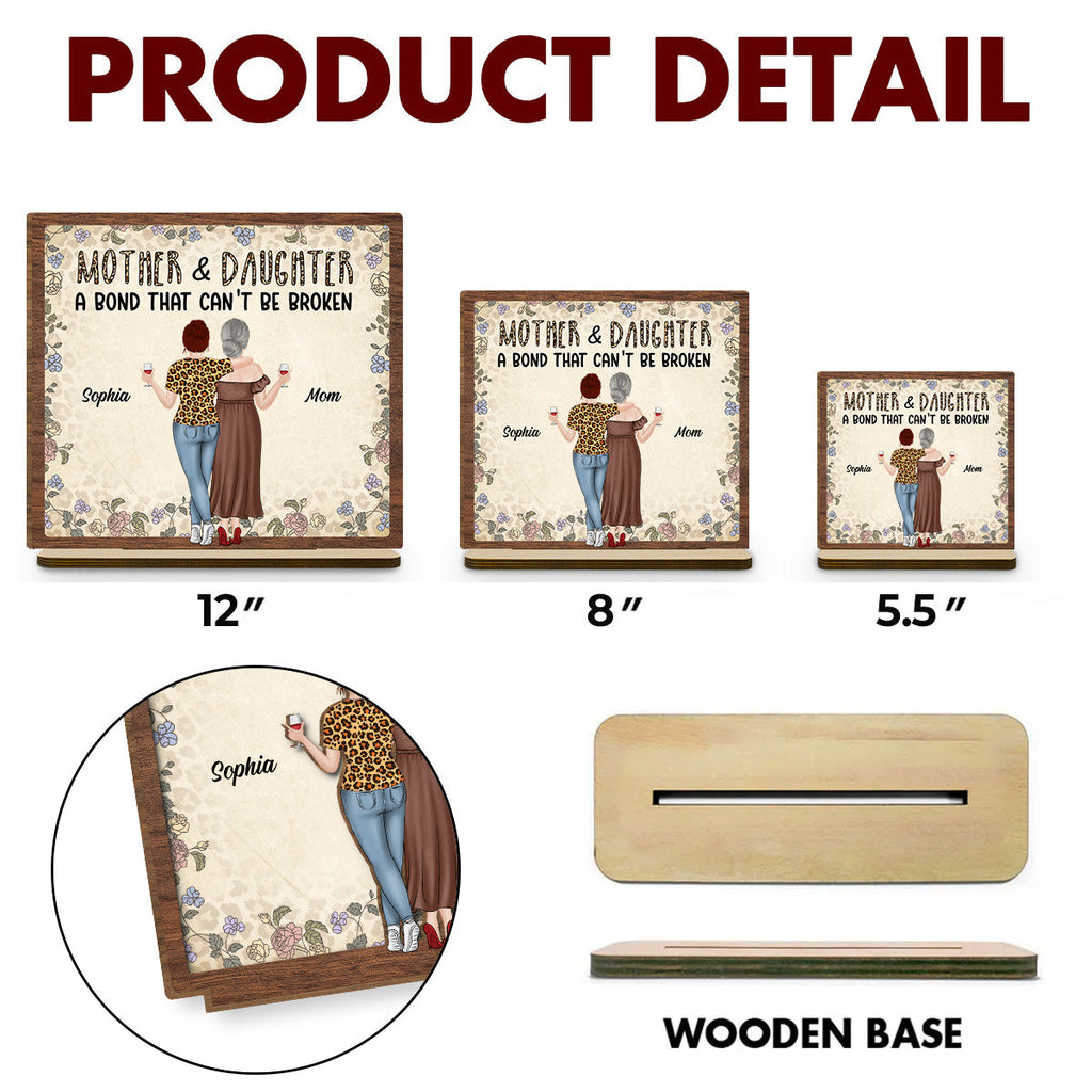 Custom Decor for Mom, Special Gift for Mother • Lovely Daughters - Personalized 2-Layer Wood Plaque With Flat Base