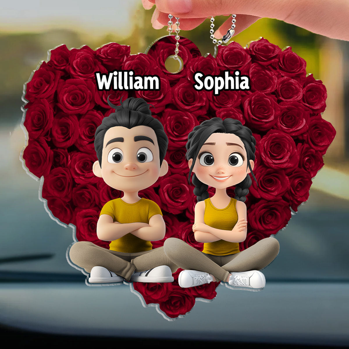 Love Rose - Personalized Car Ornament