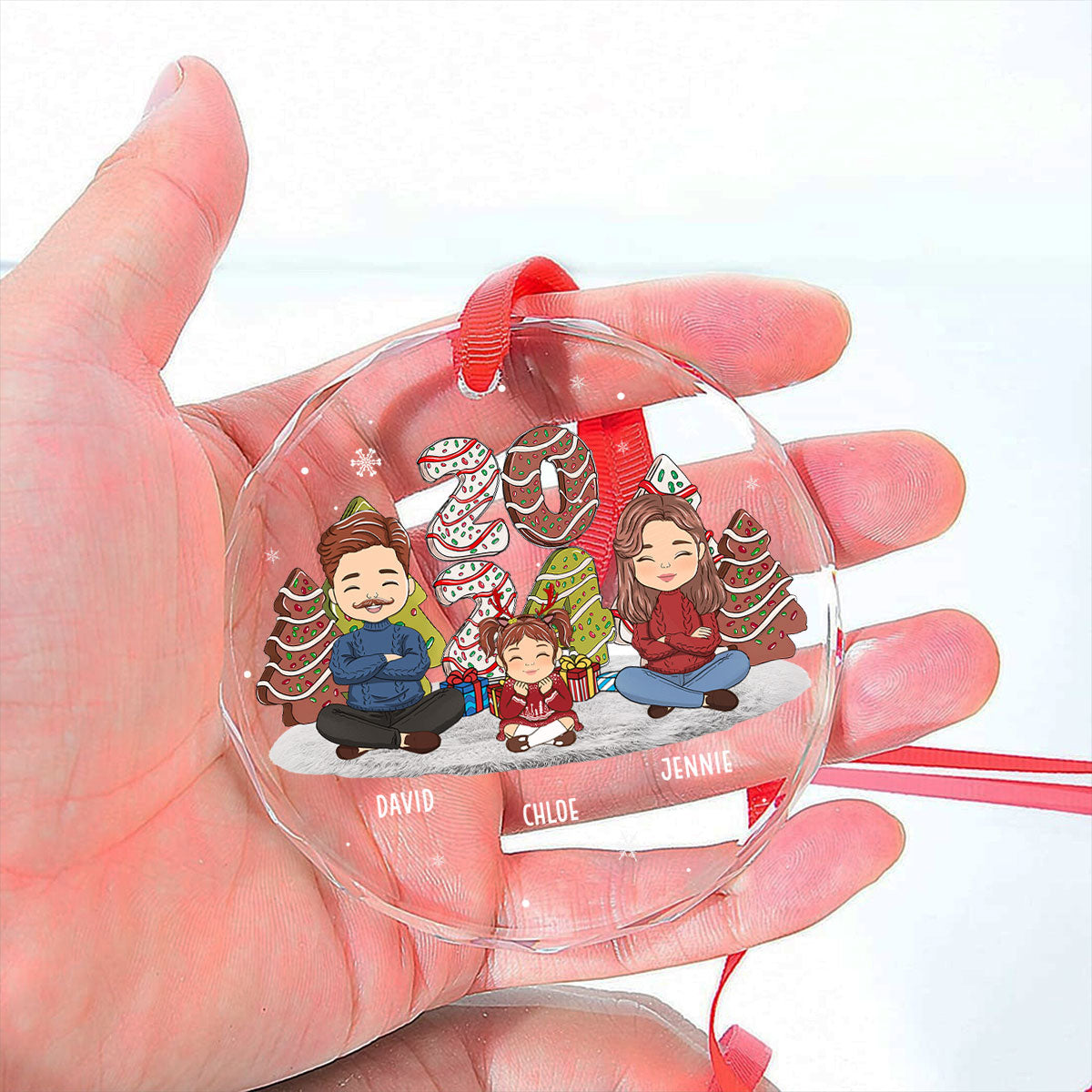 Custom Family Ornament, Christmas Gift for Family Members •  Family Cake - Personalized Glass Ornament