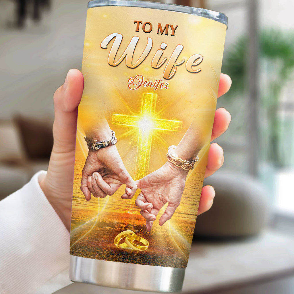Custom Christmas Anniversary Gifts For Wife • God Blessed You And Me - Personalized Tumbler