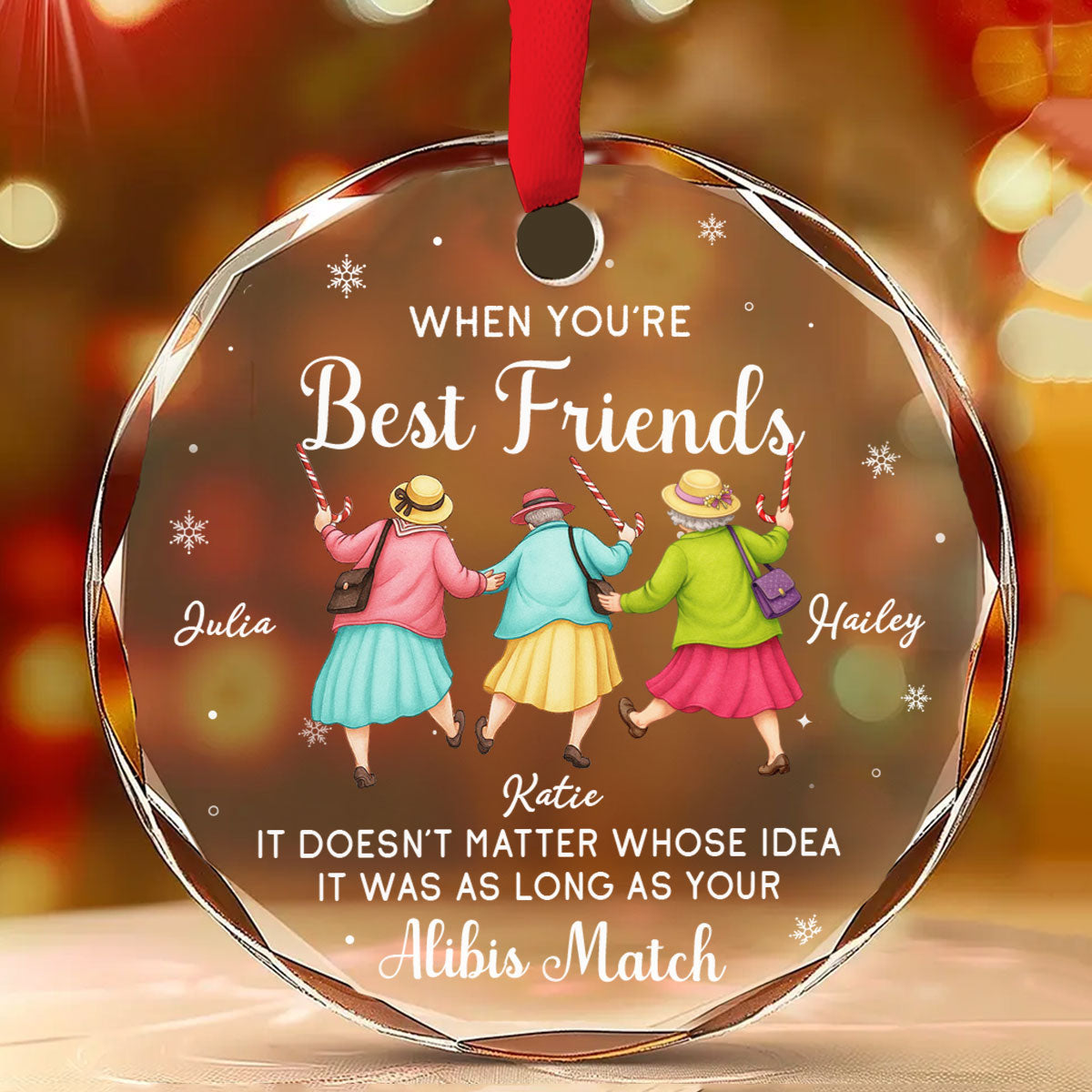 As Long As Your Alibis Match - Personalized Glass Ornament