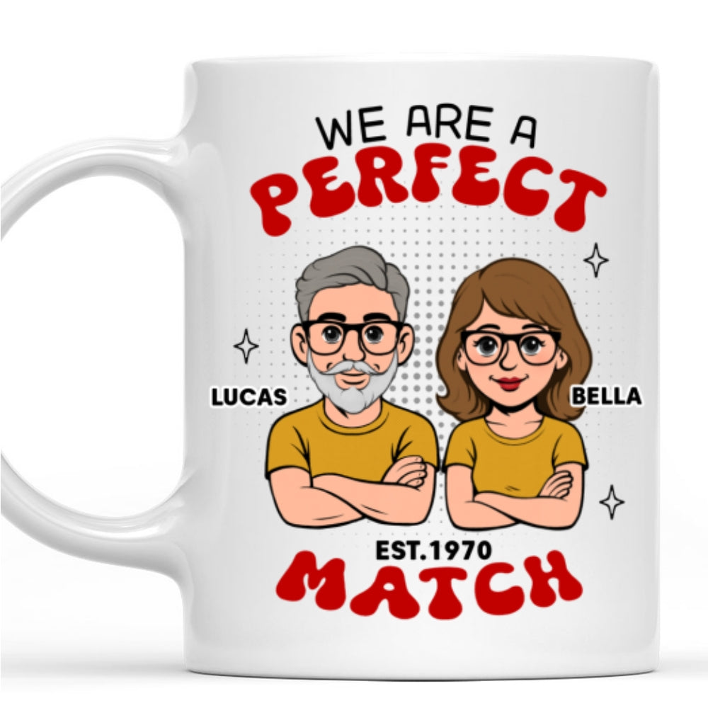 Custom Anniversary Keepsake Gifts For Couple • Perfect Match - Personalized Coffee Mug