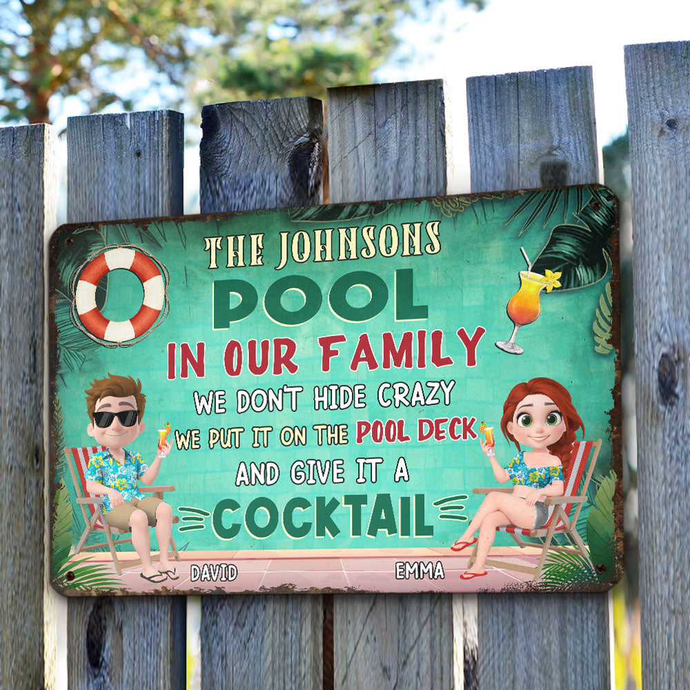 Custom Home & Wall Decor, Birthday & Christmas Gift • Our Pool - Personalized Metal Sign