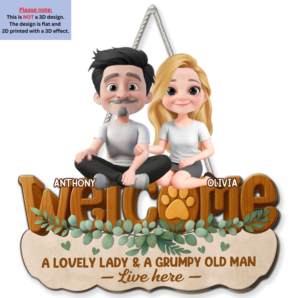 Custom 3D Wife Anniversary Wall Decor Keepsake Gift • Greetings To Our Home - Personalized 3D Effect Wood Sign