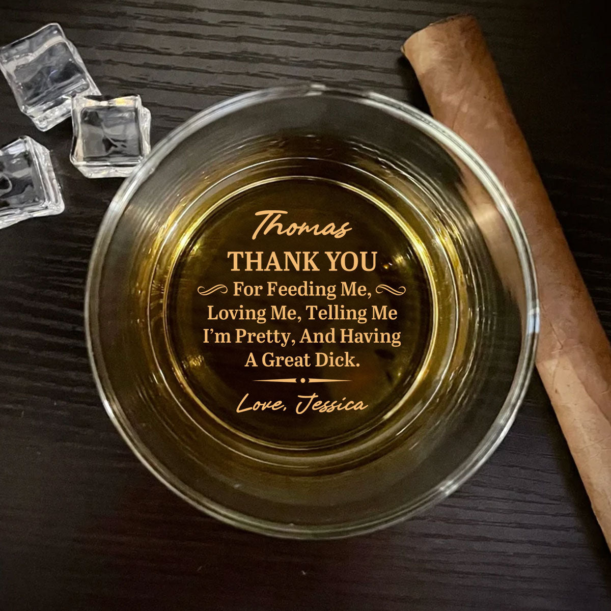 Custom Christmas Anniversary Birthday Drinkware Gifts for Husband • Thank You For Loving Me Deeply - Personalized Engraved Whiskey Glass