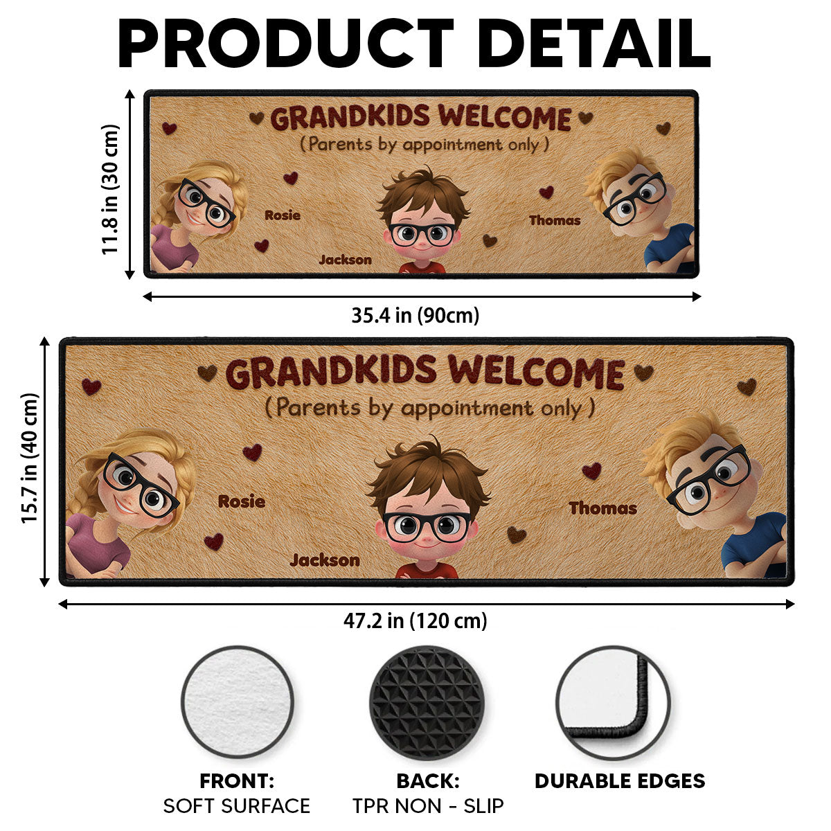 Custom Family Name Rug, Housewarming Birthday Gift For Family Members • Grandkids Welcome - Personalized Runner Rug