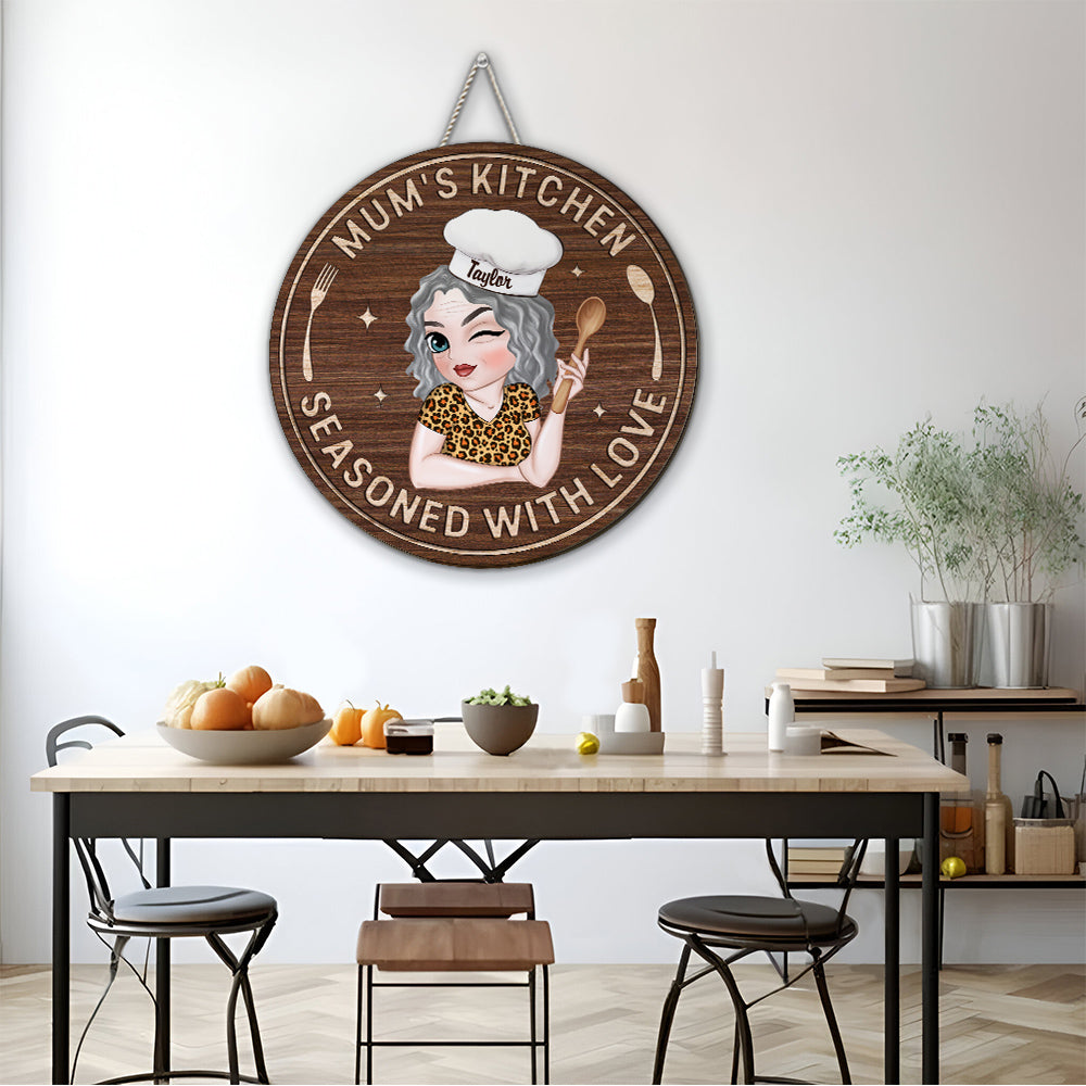 Custom Home & Wall Decor, Birthday & Christmas Gift • Mom Kitchen - Personalized Wood Sign