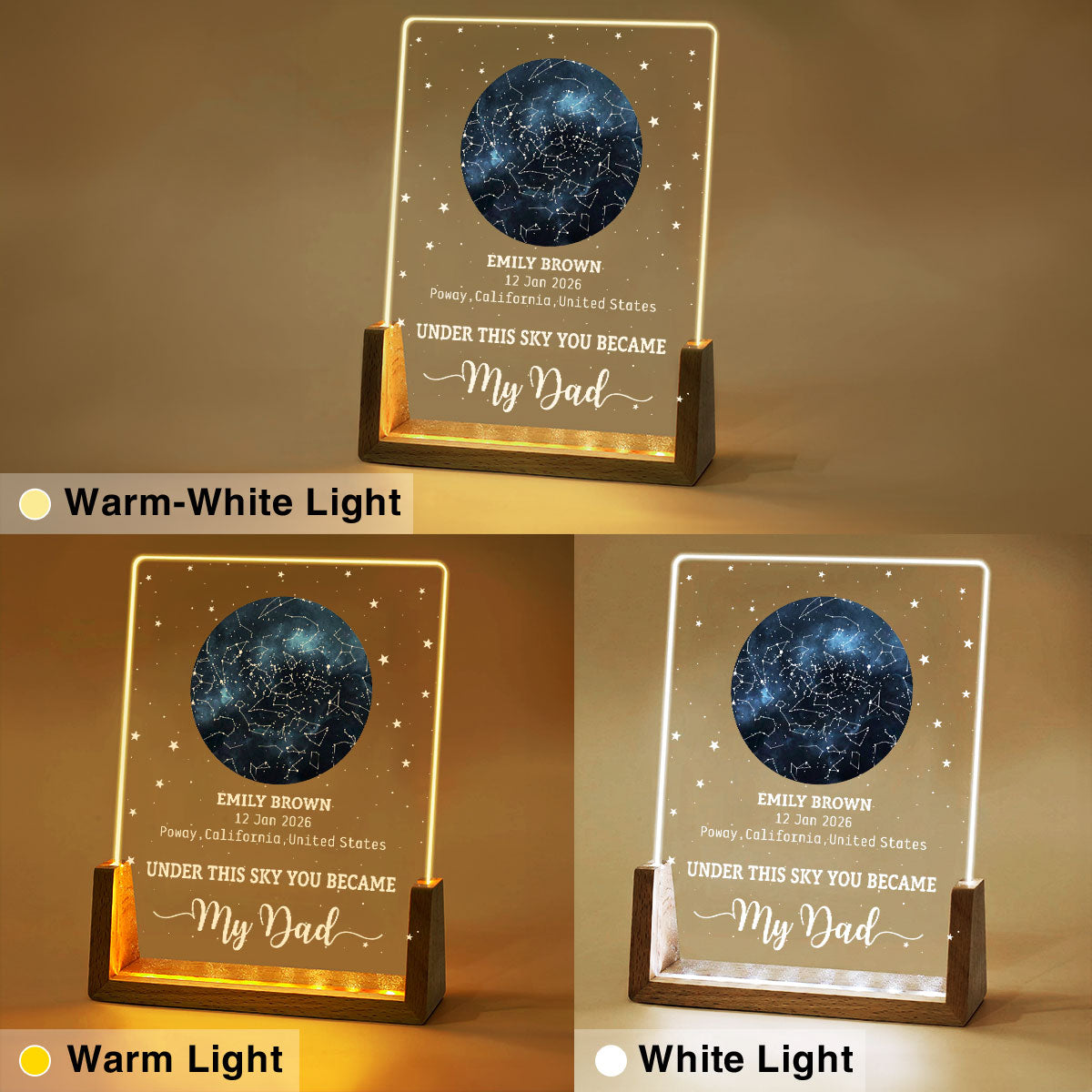 Custom First Father's Day Gift for New Dads • This Is What The Sky Looked Like - Personalized Night Light