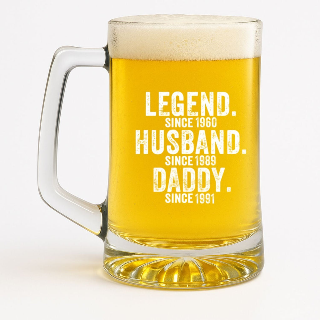 Legend Husband Dad Grandpa - Personalized Beer Glass With Handle