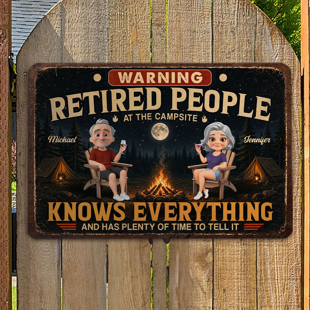 Custom Family Campground Sign, Campsite Outdoor Wall Decor • Our Retirement Life - Personalized Metal Sign