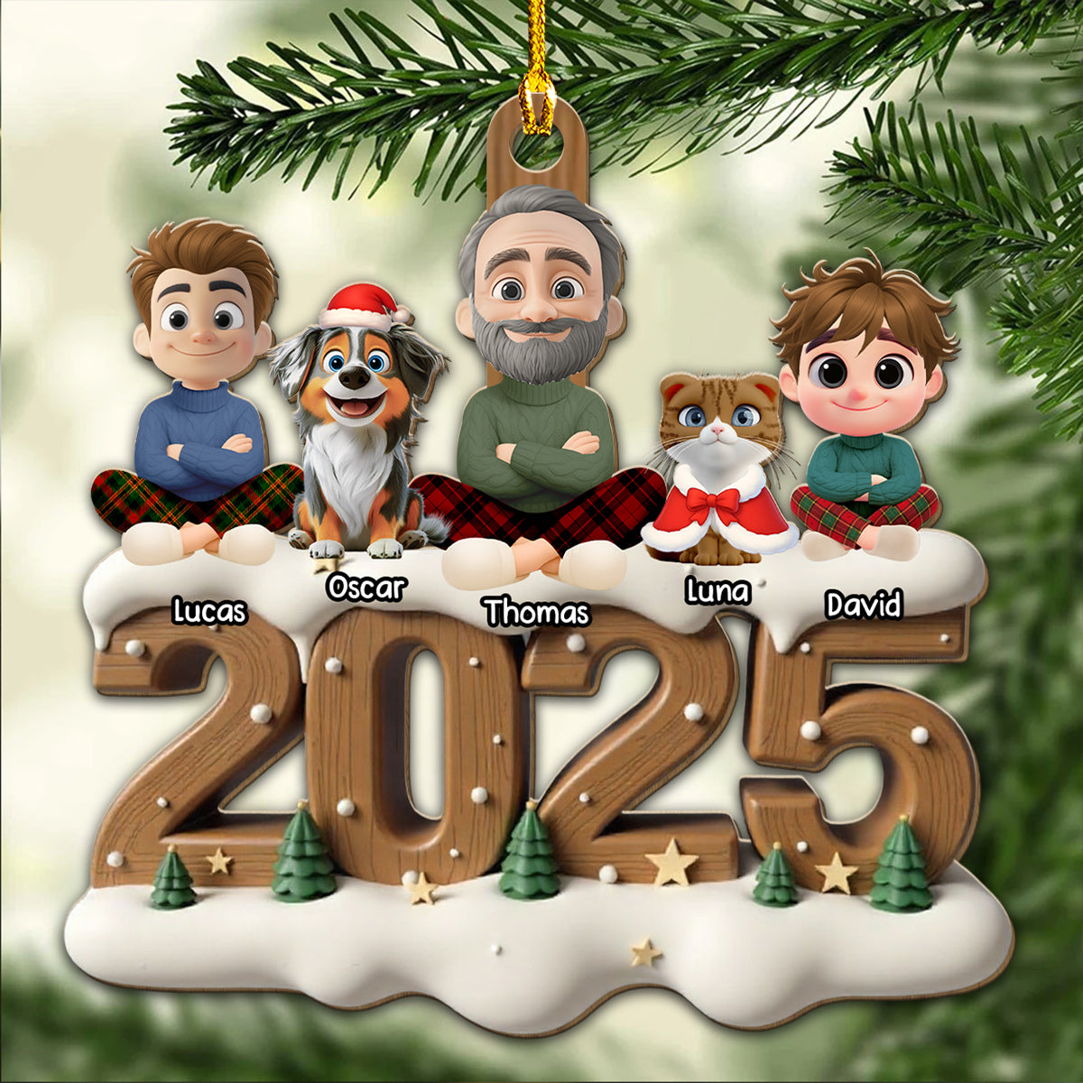Custom Family Ornament, Christmas Gift for Family Members •  Family Now Onwards General Version - Personalized 3D Effect Wood Ornament