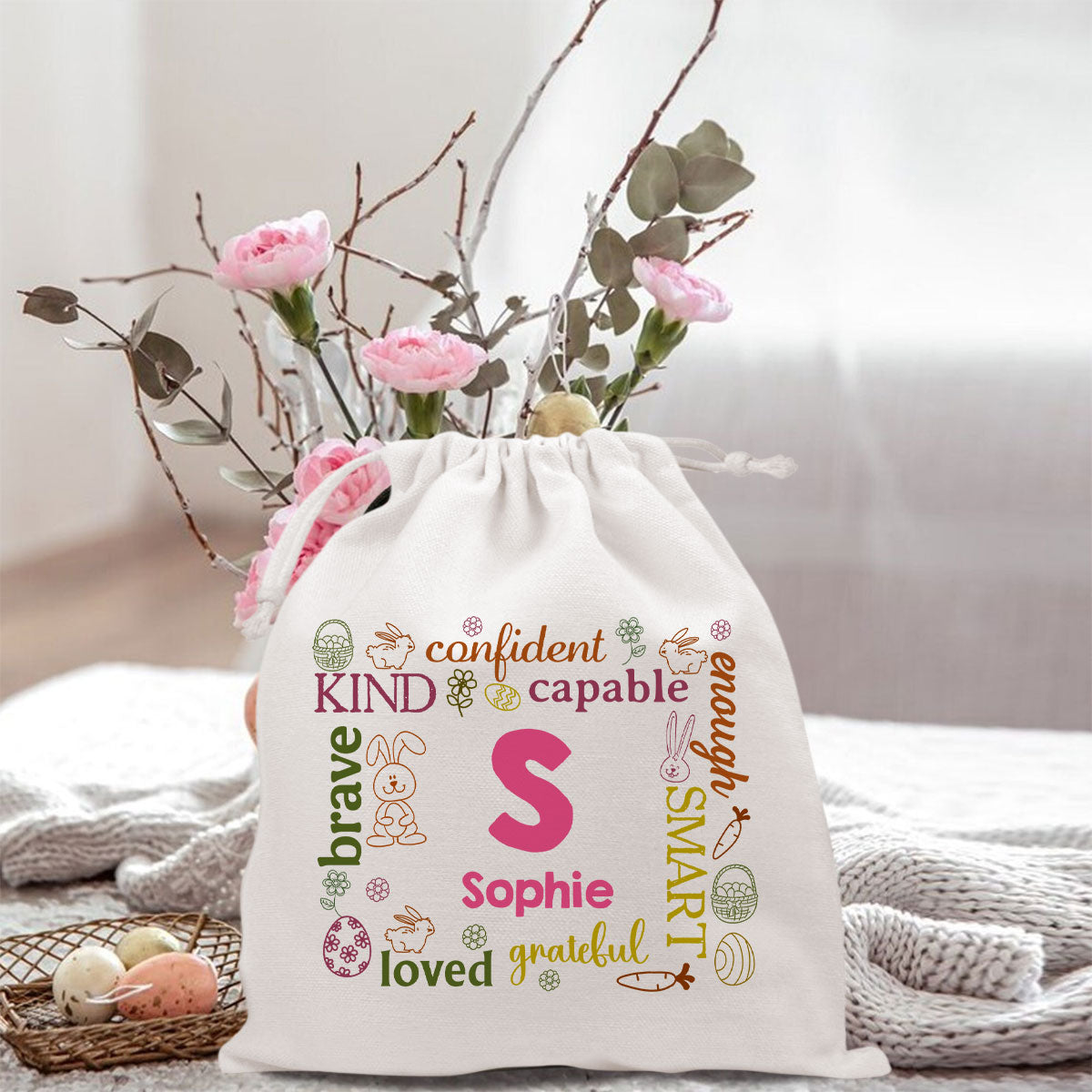 Happy Easter Name Letter - Personalized Favor Bag