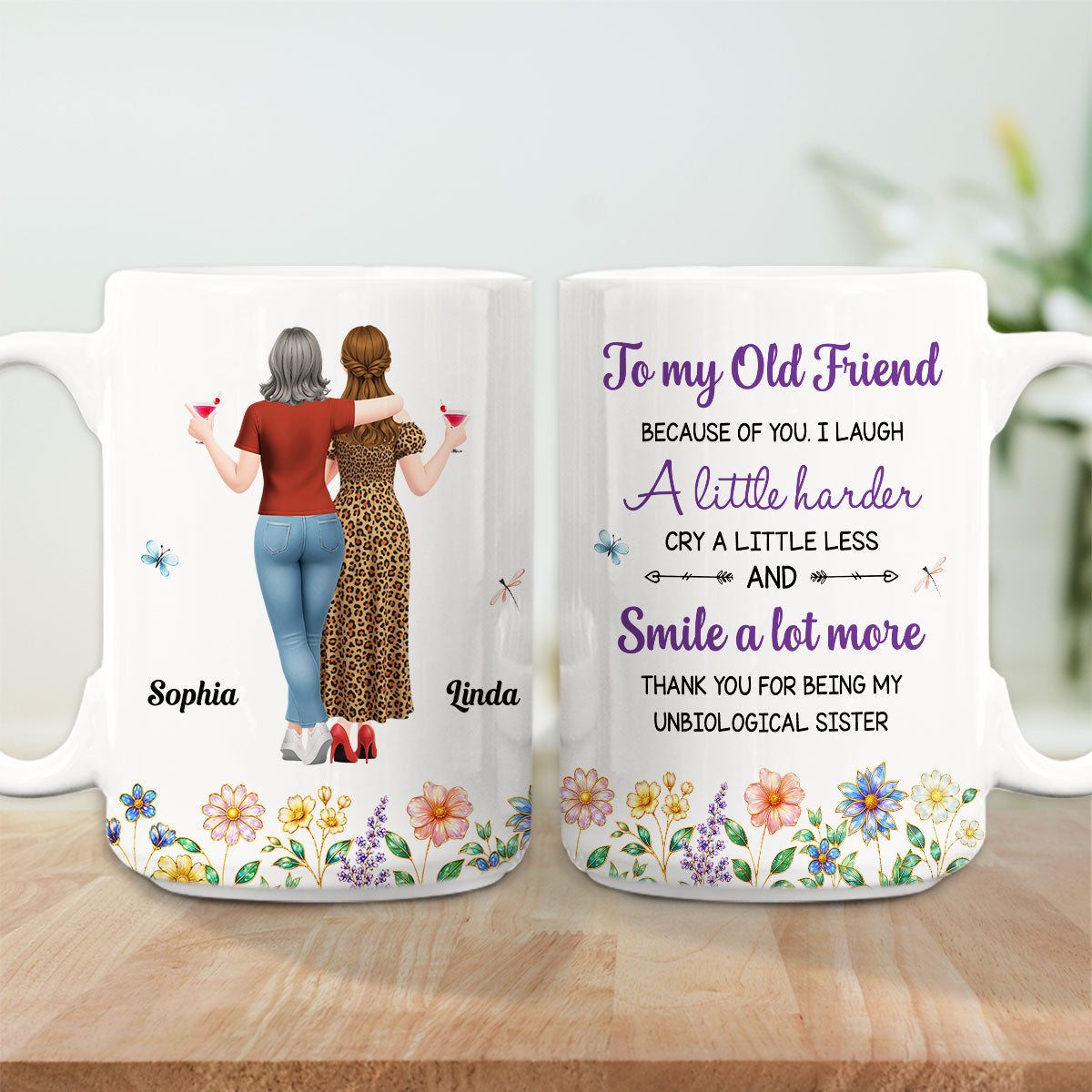 Custom Best Friend, Christmas & Birthday Friendship Keepsake Gift • Cry A Little Less And Smile More Ver 2 - Personalized Coffee Mug