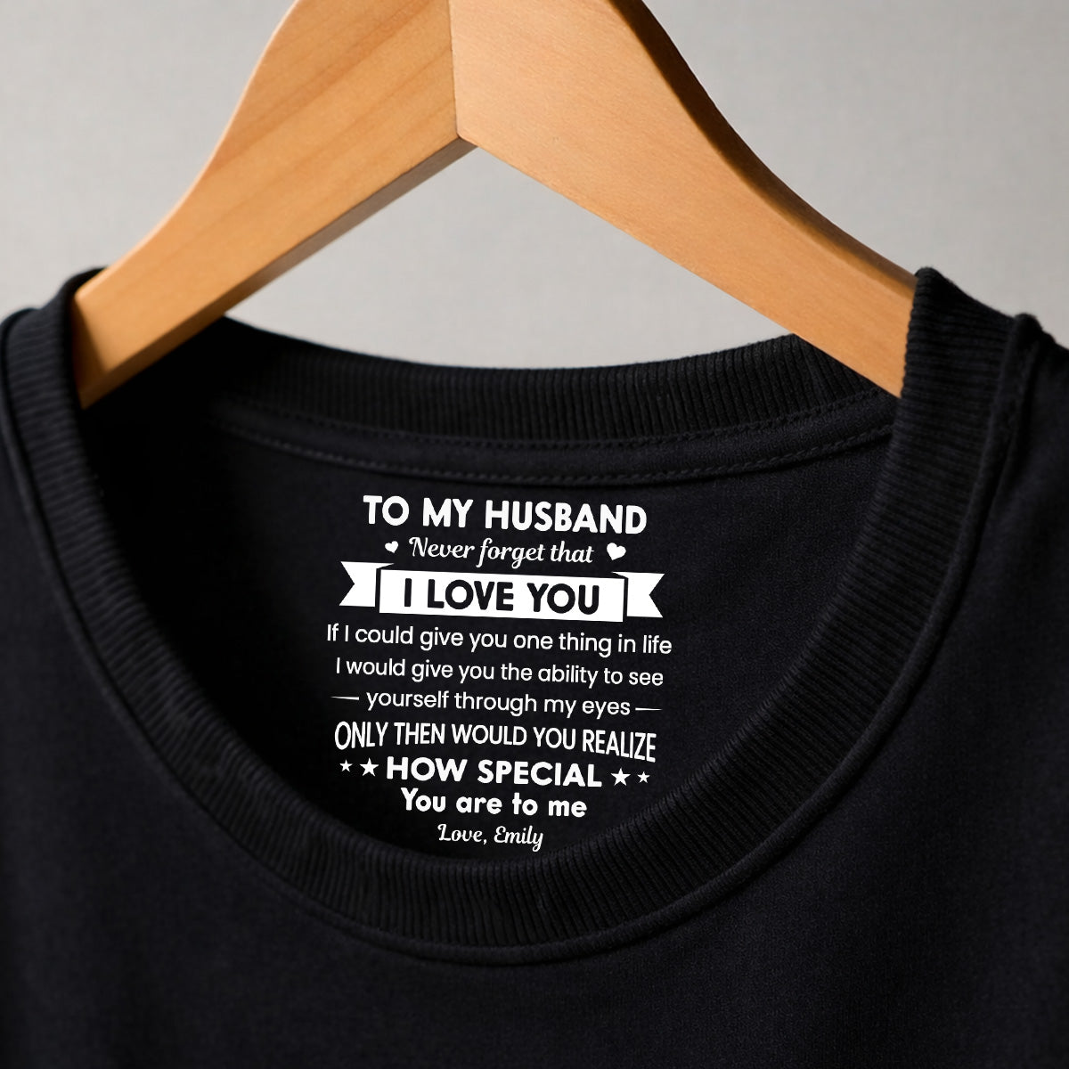 Custom Christmas Anniversary Keepsake Gifts For Husband • My Soul Found Yours - Personalized Inside Neck Print T-Shirt