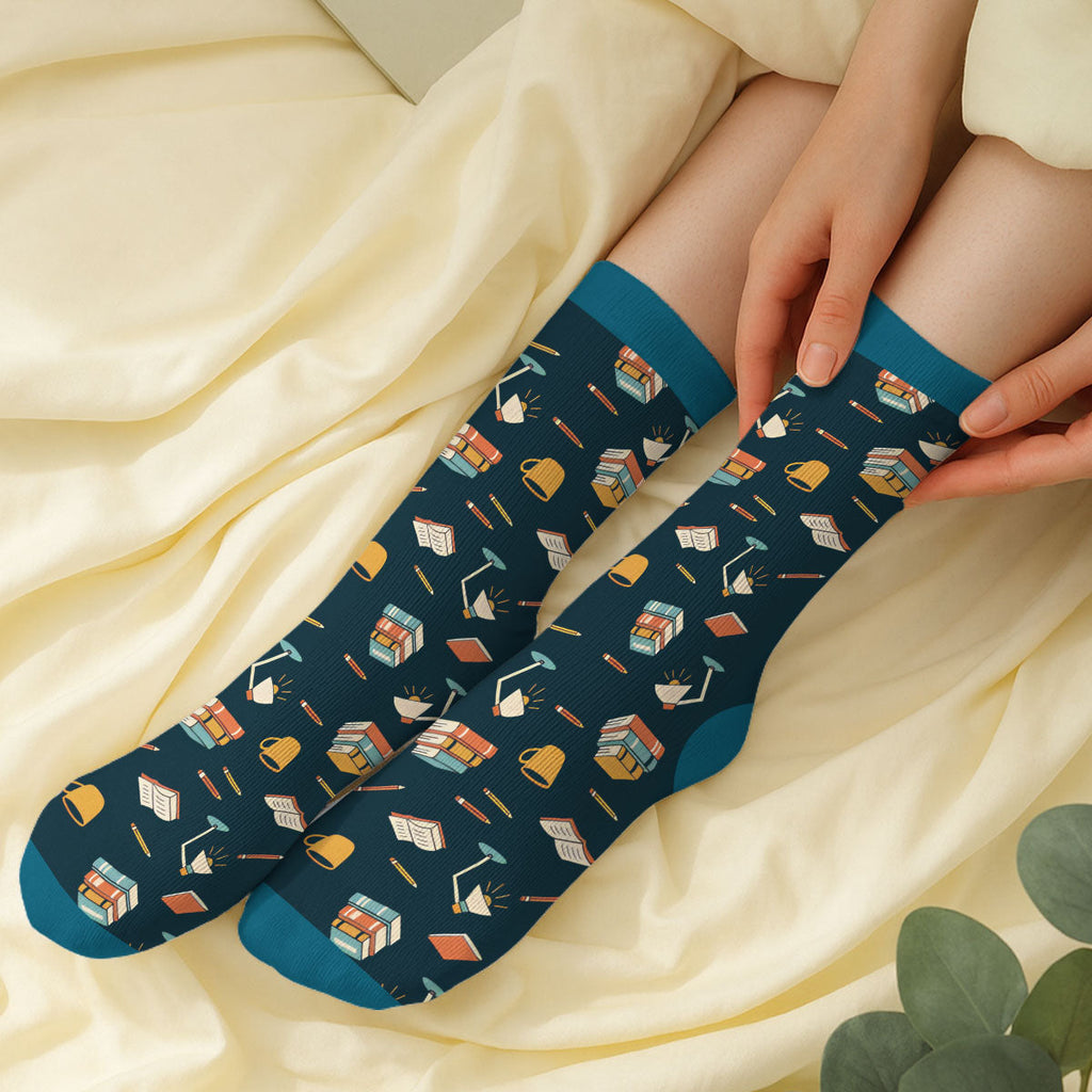 Custom Christmas Birthday Gift For Book Lovers, Bookworms, Readers • Just A Book Lover - Personalized Crew Socks