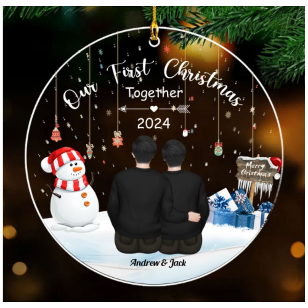 Custom First Christmas Ornament Married, Gift for Newlyweds •  Our First Christmas Together - Personalized Acrylic Ornament