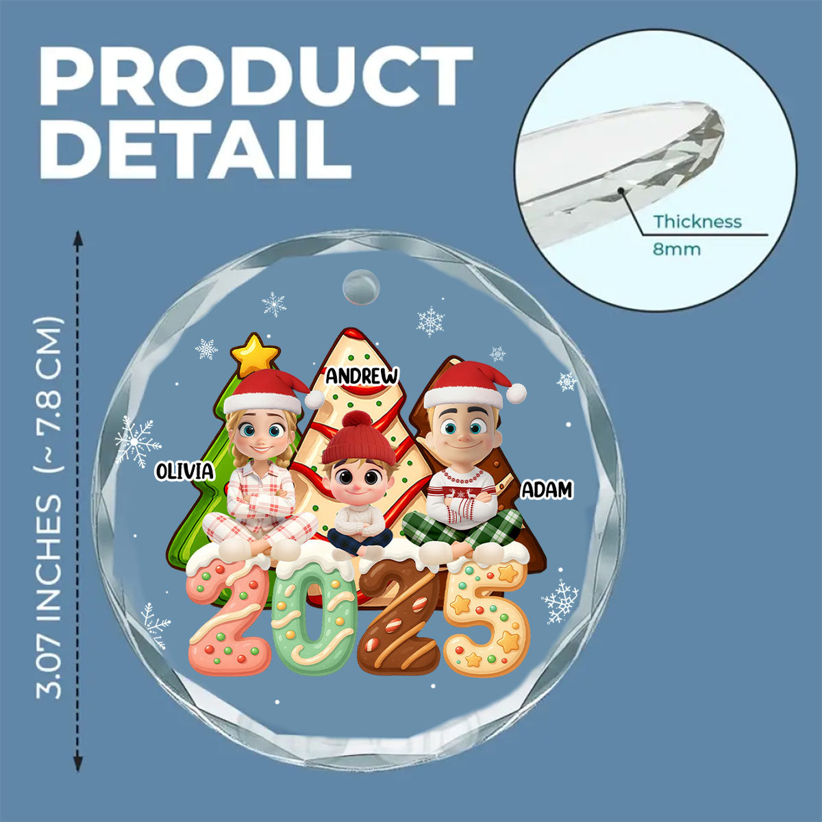 Custom Family Ornament, Christmas Gift for Family Members •  Family Cake - Personalized Glass Ornament