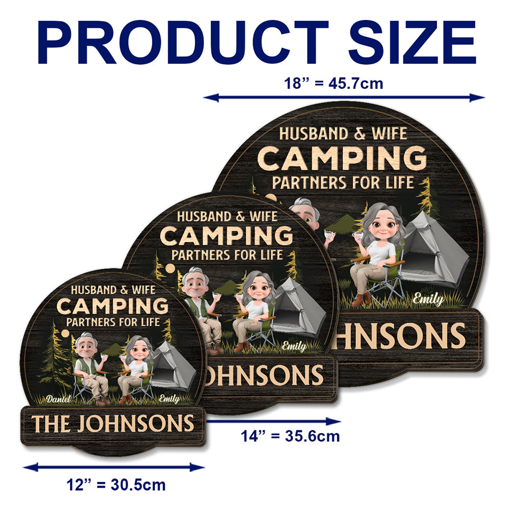Custom Couple Campground Sign, Campsite Outdoor Wall Decor • Sit By The Campsite - Personalized Wood Sign