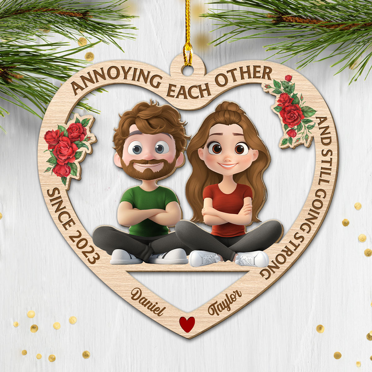 Custom Keepsake Christmas Ornament •  Eternal Love - Personalized Wood Ornament