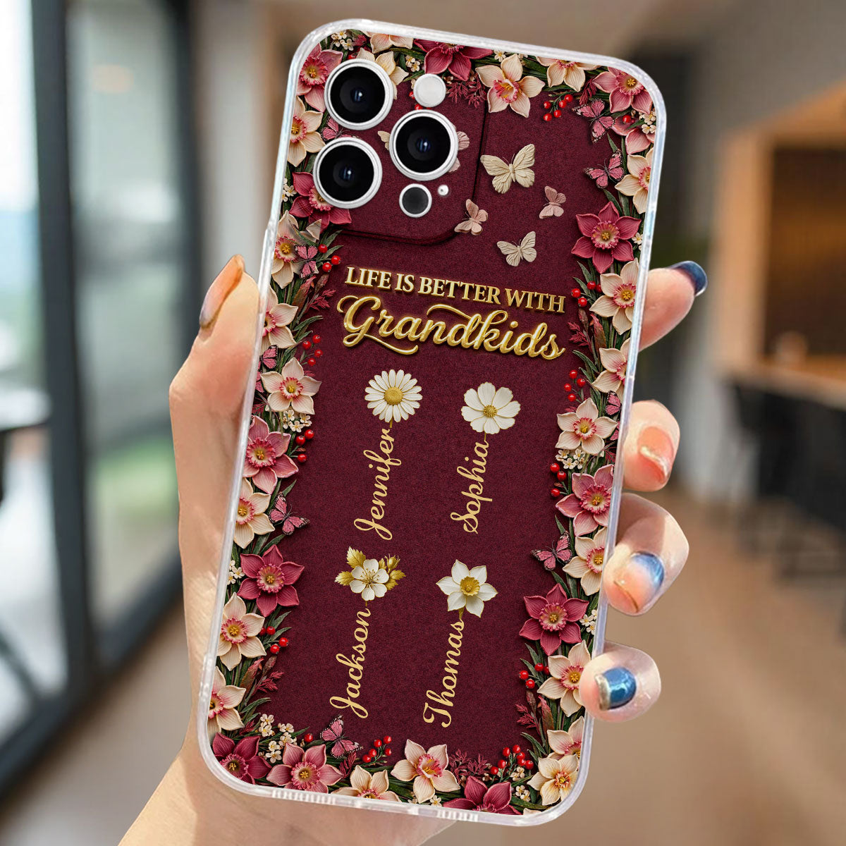 Frosted Crystal Grandkid - Personalized 3D Effect Phone Case