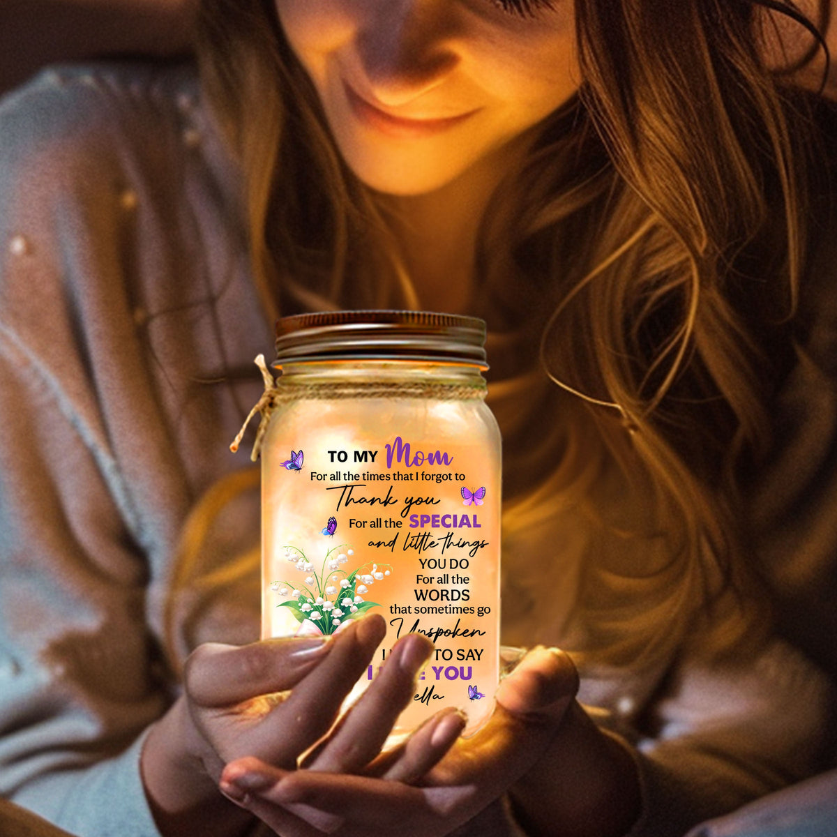 Thank You My Great Mother - Personalized Mason Jar Light