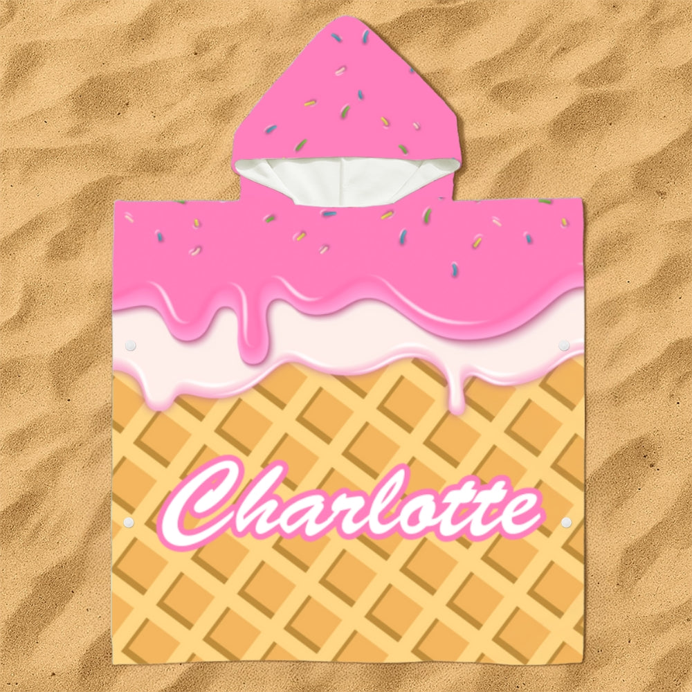 Ice Cream - Personalized Hooded Beach Towel