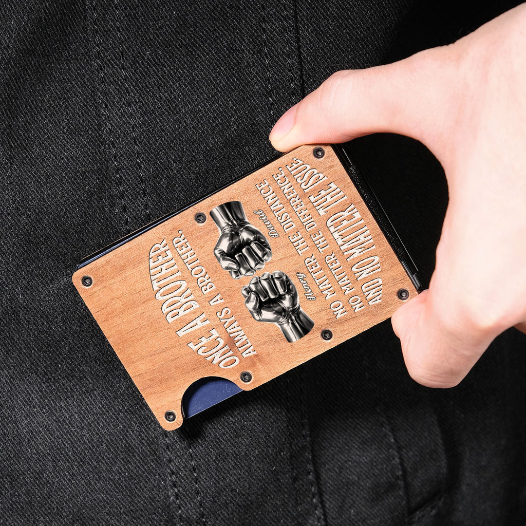 Once A Brother And Always A Brother - Personalized Wooden Card Holder