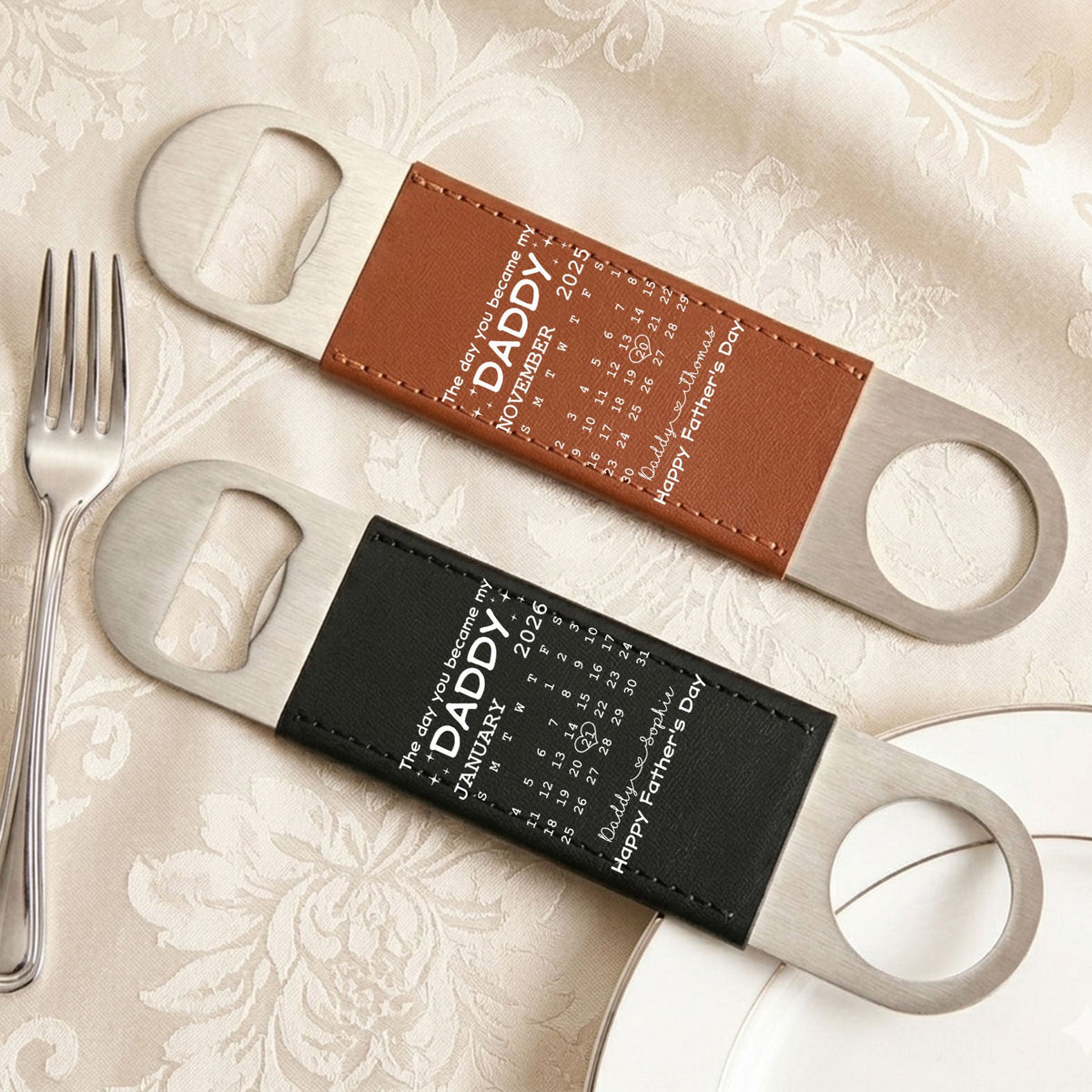 The Day You Become My Daddy - Personalized Leather Bottle Opener