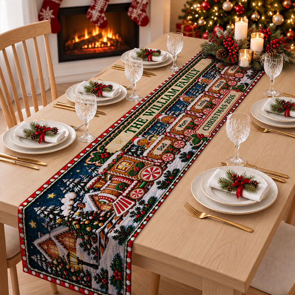 Custom Family Name Christmas Gifts, Holiday Decor Gift • Together Is Home - Personalized Table Runner