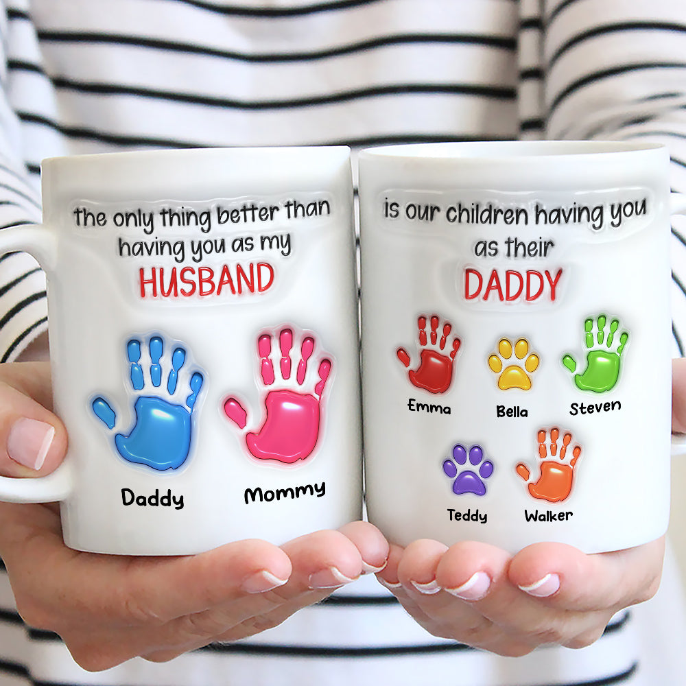 Custom Anniversary Keepsake Gifts For Couple • Watching You Be A Dad Husband - Personalized 3D Inflated Effect Mug