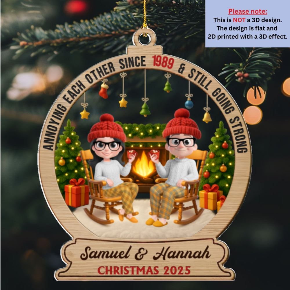 Custom Couple Christmas Ornament, Anniversary Gift •  Annoying Each Other For Years - Personalized Acrylic Ornament