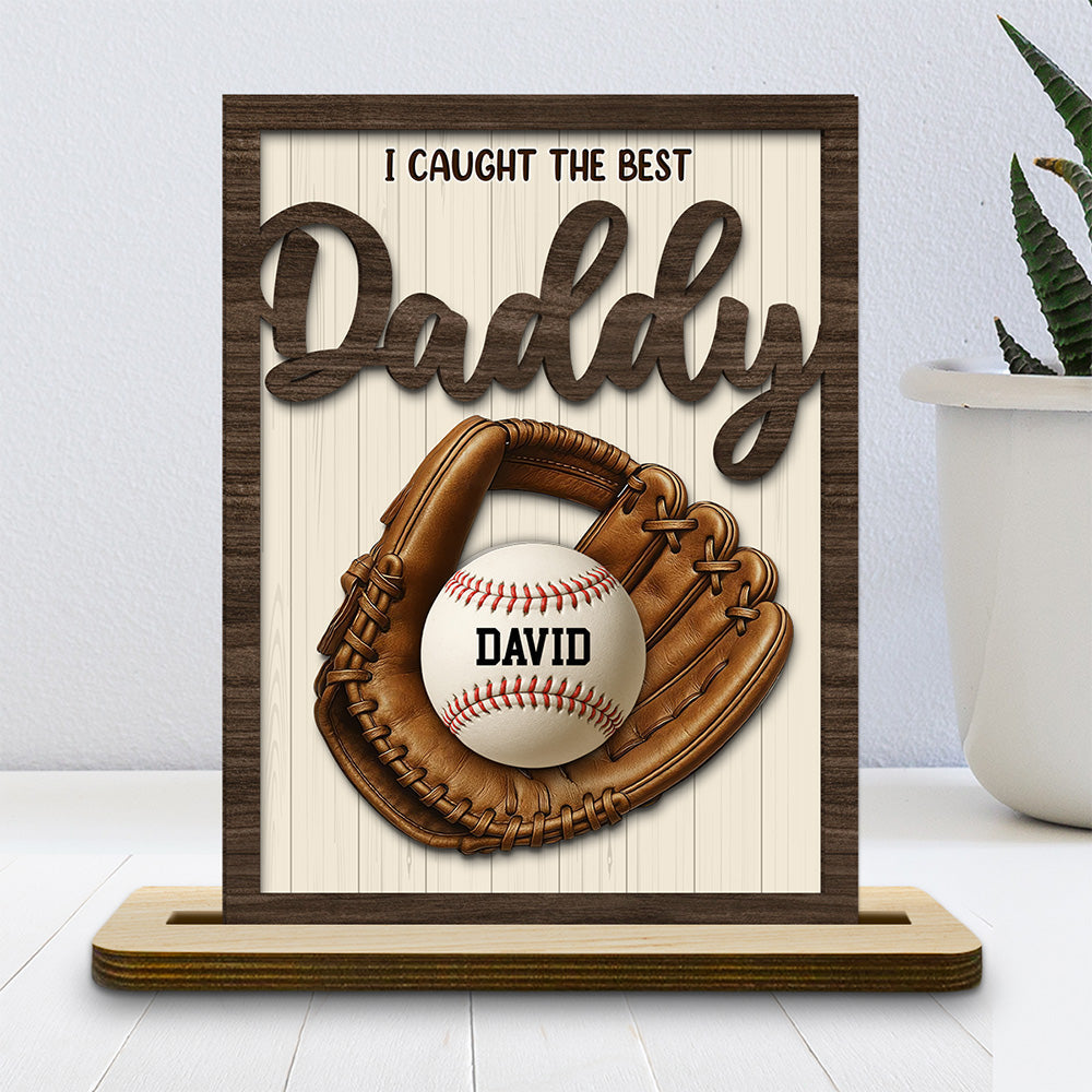 Custom Father's Day Decor, Gift for Dad & Grandpa • Our Best Daddy - Personalized 2-Layer Wood Plaque With Flat Base