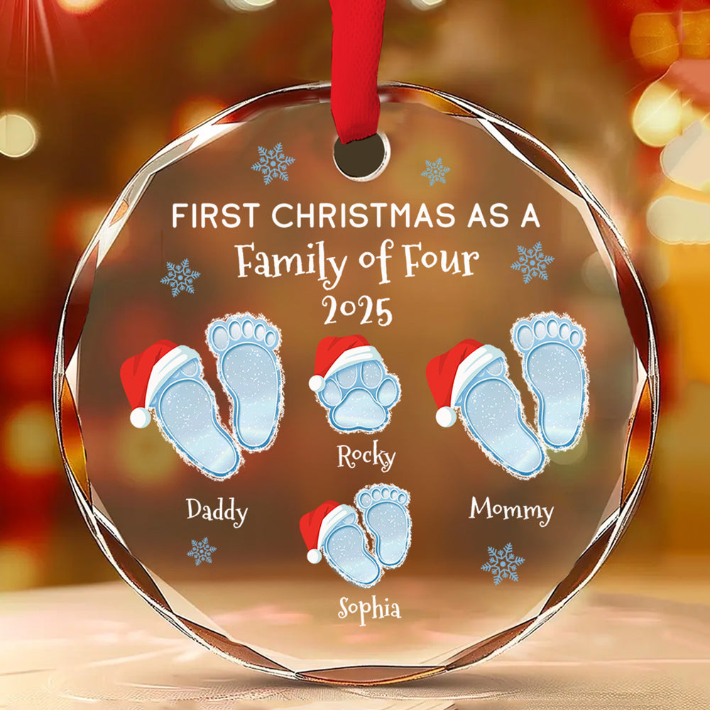 Custom Family First Christmas Ornament •  Noel Family - Personalized Glass Ornament