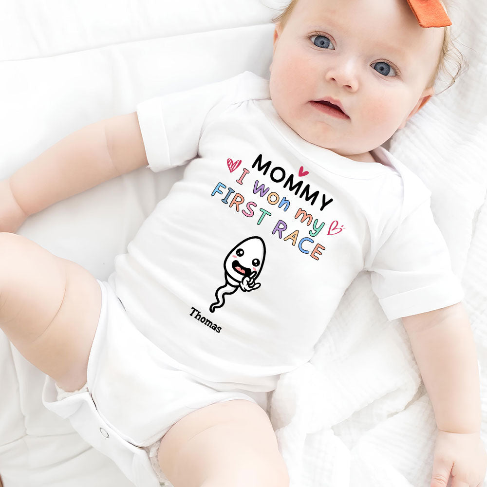 Mummy I Won First Race - Personalized Baby Onesie